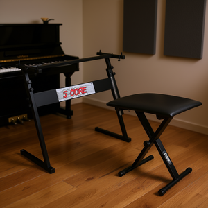 Soporte de Piano Ajustable en Forma de Z de 5 Niveles con Banco Acolchado Grueso, Accesorios para Instrumentos Musicales, Color Negro - Product Image 2