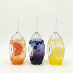 Vasos de Plástico Personalizados con Forma de Oliva y Balón de Fútbol, 32oz/1000ml, con Asa, Tapa y Pajita, para Cerveza, Fiestas, Bares, Gimnasios y Deportes - Product Image 1