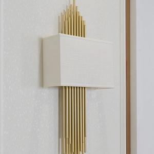 New Design Postmodern Iron Fabric Wall <b>Sconce</b> Hotel Corridor Deco Gold Metal Strips Wall <b>Light</b> Tube - Product Image 4