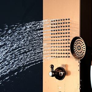 Columna de Ducha Dorada con Acabado Níquel Cepillado, Panel de Ducha de Acero Inoxidable 304 con Cascada y Jets <span class=keywords><strong>Spa</strong></span>, Panel de Ducha Inteligente - Product Image 6