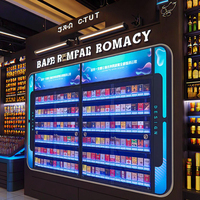 Étagères de supermarché modernes réglables et personnalisables, vitrines éclairées pour cigarettes dans les magasins de détail