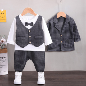 Vêtements décontractés pour enfants garçons, ensemble chemise et <span class=keywords><strong>short</strong></span> <span class=keywords><strong>avec</strong></span> nœud papillon, bretelles détachables, costumes de mariage pour garçons - Product Image 2