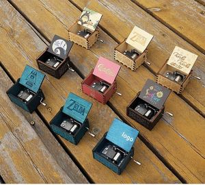 Custom logo Printed Hot Selling Colorful Laser Engraved Hand Crank Mini Diy Wooden <b>Music</b> <b>Box</b> Gift - Product Image 2