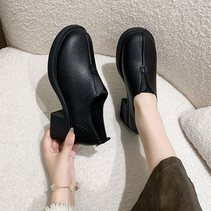 Chaussures plates à talon moyen et bout rond, style rétro, nouvelle collection automne, chaussures de travail professionnelles à semelle souple pour femmes - Product Image 4