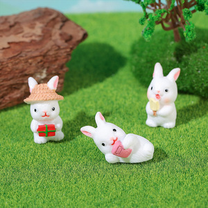 Ensemble de figurines d'animaux mignons en forme de lapin de dessin animé, décoration miniature pour jardin, intérieur, extérieur, table - Product Image 3