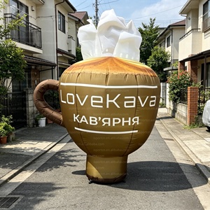 Tasse à café géante gonflable personnalisée avec logo LED pour la promotion des cafés, des magasins de boissons et des commerces en bord de route - Product Image 3