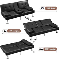 Leder Lounge Recliner Reversible Loves eat Klapp Daybed Verstellbares Cabrio Futon Sleeper Sofa Couch Bett Cama Schlafs ofa