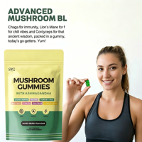 Gummies aux champignons Plant People WonderFocus Lion's Mane Cordyceps Ashwagandha 60 unités Soutien immunitaire Sans sucre Végétalien Saveur agrumes