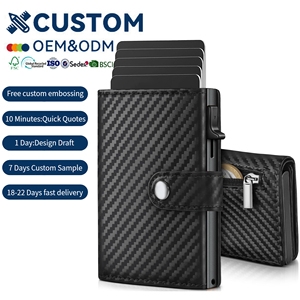 Portefeuille pour homme avec protection RFID, fin et pliable, en cuir microfibre, porte-cartes de crédit avec poche à monnaie zippée, capacité de 10 cartes - Product Image 1