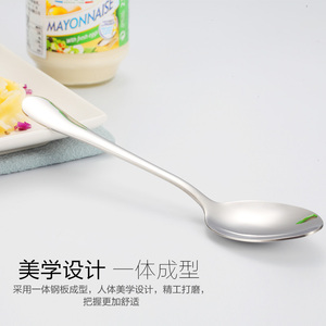 Cuchara de acero inoxidable con mango largo y engrosado para sopa, arroz, postre, uso para adultos y niños - Product Image 1
