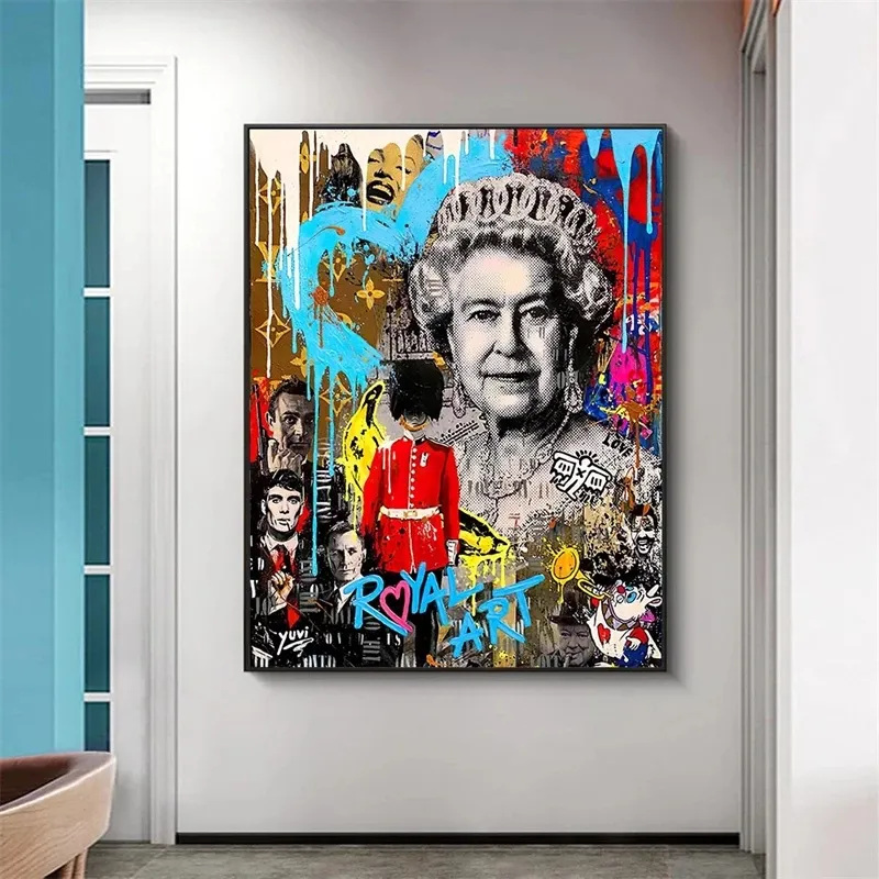 Banksy Artwork Königin von England Banane Bloody Gang Marilyn Monroe Pop Art Leinwand Malerei Royal Art Wand kunst Bilder Home Decor