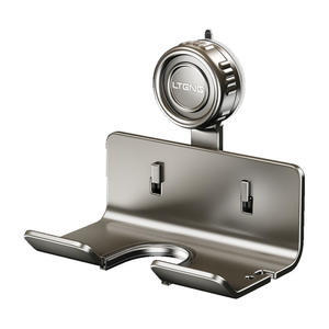 Support mural pour sèche-cheveux à ventouse Lteng, gris, design moderne, gain de place, rangement de salle de bain, unité simple - Product Image 1