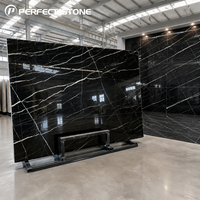 Dalle de marbre noir naturel poli de luxe PerfectStone pour les murs et sols intérieurs de villas haut de gamme