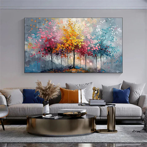 Large Wall Art Hand Painted Flowers Colorful Artwork Decorative Arts for Living Room Home Office Decor <b>Framed</b> Ready to Hang - Product Image 3