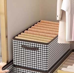 <b>Collapsible</b> Closet Organizer Container Fabric Organizer Box with Handles Decorative <b>Storage</b> <b>Boxes</b> for Organizing Clothes - Product Image 2