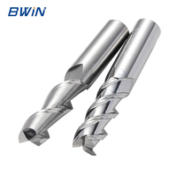 Bwin Unbeschichteter 3-Schneiden-Zentrierschaftfräser aus Hartmetall für Aluminiumtüren und -fenster CNC 4mm für Aluminium
