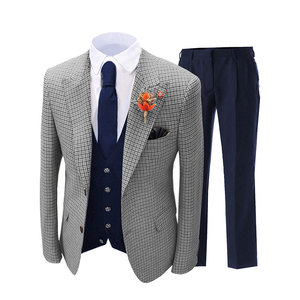 Slim Fit <span class=keywords><strong>Tweed</strong></span> Lana Negocios Plaid Dogtooth Jacquard Diseño Boda Novio Trajes de <span class=keywords><strong>3</strong></span> <span class=keywords><strong>piezas</strong></span> Conjunto para hombres - Product Image 5