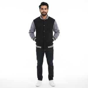 Veste d'hiver pour homme style varsity avec col montant et logo frontal, design respirant, doublure intérieure douce, s'accorde facilement avec des jeans et des bottes - Product Image 1