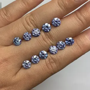 Diskon Batu Permata 2ct Warna Biru Tanzanite Bulat Moissanite