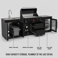 Îlot de cuisine extérieur modulaire personnalisable en acier inoxydable avec station de barbecue et rangement haute capacité pour jardin et patio