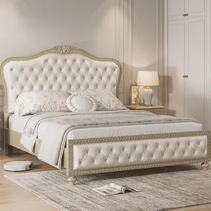 Nouveau design de lit double de style européen Ensemble de meubles de chambre à coucher France haut de gamme Lit King Size