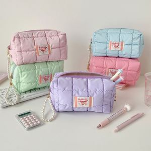 Grande trousse de maquillage pour femme, esthétique et mignonne, organiseur de voyage, porte-crayons en coton de qualité avec fermeture éclair - Product Image 5