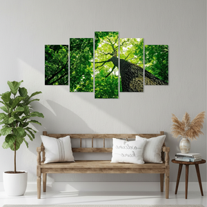 Printed Art Deco Panel <b>Canvas</b> Artwork Green Tree Landscape Design SET of 5 MIX <b>CANVAS</b> Hanging <b>Wall</b> Decor - Product Image 3
