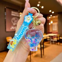 Llavero creativo luminoso de dibujos animados con mini globo de aire acrílico y arena movediza, accesorio colgante para llaves de coche y bolso