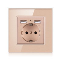 Prise de courant murale de luxe pour panneau en verre trempé, nouvelle marque à double usb, vente en gros