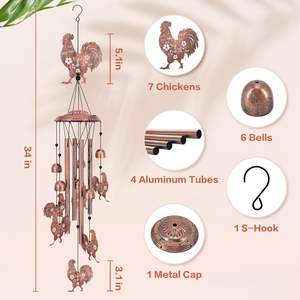 Gallo campanelli eolici giraffa all'aperto regali per donne/uomini/mamma/moglie/nonna regali di compleanno regalo commemorativo in metallo WindChime - Product Image 2
