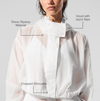 Veste coupe-vent pour femme, unie, légère, compressive, avec capuche, manches élastiques, ourlet ajustable avec cordon de serrage, séchage rapide