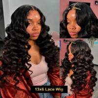Perruque sans colle à ondulations profondes, 100% cheveux humains, lace front pré-épilée, prête à porter, avec ligne de cheveux réaliste