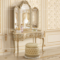 Commode française avec miroir sur pied, nouveau style en panneaux de bois pour la chambre à coucher, utilisation domestique, caractéristiques en bois, rangement