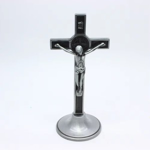 Cruz Católica Religiosa, Crucifijo de Metal Plateado Antiguo, Adornos Artesanales, Decoración para Acción de Gracias - Product Image 4