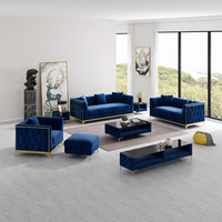 Ensembles de canapé en tissu de velours de salon confortable nordique modernistes Multi couleur boucle de traction complète jambe de Base en or complète 1 + 2 + 3 canapé