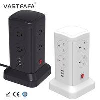 Multiprise professionnelle Vastfafa American Tower avec protection contre les surtensions, 8 prises, 6 ports USB, 15A 125V, fiche à 90 degrés