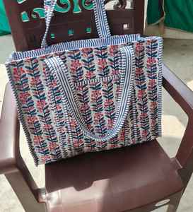 Bolsa de Mano de Algodón Orgánico con Estampado Artesanal, Reversible, Grande, Tipo Jola, para Compras, Viajes y Uso Diario - Product Image 2