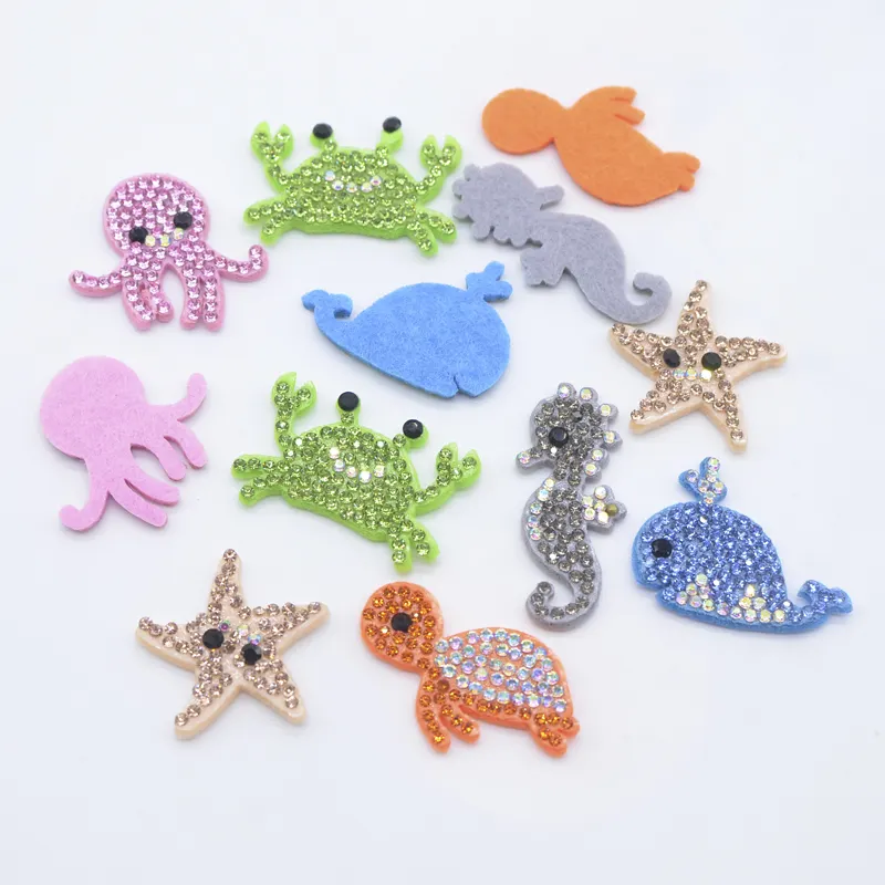 Stella marina di mare polpo balena tartaruga granchio ippocampo patch di strass per vestiti fai da te cappello copricapo clip di capelli fiocco Decor