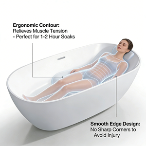 Bañera Acrílica Ovalada Blanca Independiente, Moderna, Ecológica, con 10 Jets, Garantía de 5 Años, Remodelación de <span class=keywords><strong>Baño</strong></span> de Lujo - Product Image 3