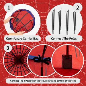 Tente de jeu pour enfants en tissu durable de haute qualité, pliable, pour l'intérieur et l'extérieur, tente pop-up en forme d'araignée pour les enfants de 3 à 8 ans - Product Image 3