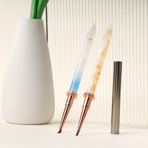 Ensemble de pinceaux triangulaires haut de gamme pour nail art, 2 pièces, stylo à <span class=keywords><strong>dessin</strong></span> pour ongles pour motifs <span class=keywords><strong>papillon</strong></span>, fleur, pétale, pour ongles à presser et détails de manucure - Product Image 2