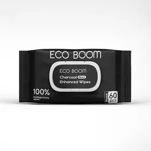 ECO BOOM Biodegradable Bio Degradable Organic Sensitivity Unscented Wholesaler Business Charcoal Baby Wipes