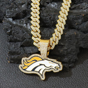 Personalizado Campeón Colgante Diamante tachonado Aceite Pintado <span class=keywords><strong>Mustang</strong></span> NFL Colgante Punk Hip-hop Estilo Cubano Collar de Cadena - Product Image 1