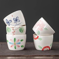 Japanse stijl onderglazuur gekleurd keramiek theekopje, handgeschilderde waterbeker voor thuis & restaurant, hoogwaardig esthetisch drinkgerei