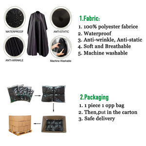 Capa de Barbería Profesional de Alta Calidad, Personalizable, Impermeable, Antiestática, con <span class=keywords><strong>Cuello</strong></span> Elástico Ajustable, de Poliéster - Product Image 6