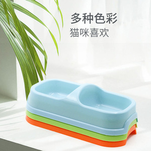 Distributeur d'eau automatique à double bol pour chats, bols pour chiens, bols à nourriture, bols à eau pour chats, bols à nourriture anti-renversement, fournitures pour animaux de compagnie. - Product Image 1
