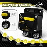 Disyuntor de reinicio marino 30A-300A, Motor de Audio de batería de coche, 48V CC MAX, 200 Amp, Protector de disyuntor para barco, autobús, camión, RV