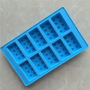YONGLI Lego-bloques de construcción rectangulares, bandeja de hielo de silicona de 10 Capacidad, molde de silicona para Chocolate, pegamento de grado alimenticio
