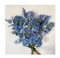 Bunga Hydrangea Buatan 5 Tangkai Warna-Warni Biru Kabut Tanpa Daun untuk Dekorasi Pernikahan