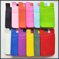 Porte-cartes en silicone double couche avec adhésif arrière pour téléphone portable, pochette pour cartes bancaires et de transport, impression couleur, design élargi